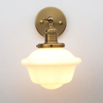 Rustic Vintage Wall Sconce with Milk Glass Shade