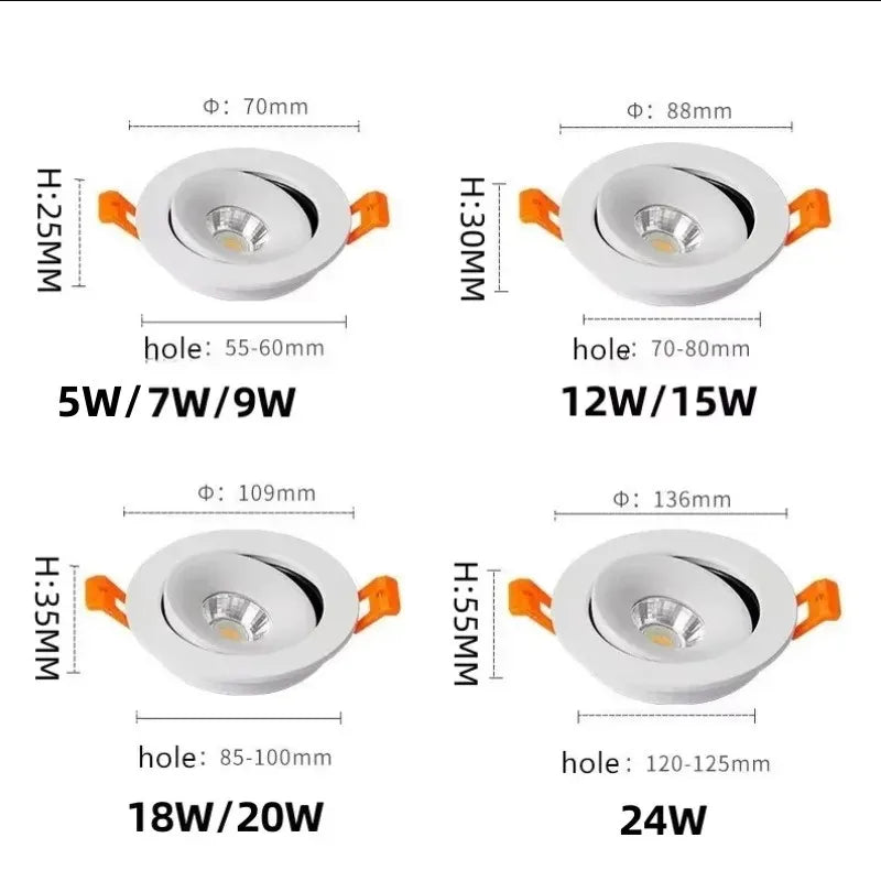 FlexiGlow Spotlight - Dimmable COB LED Downlight