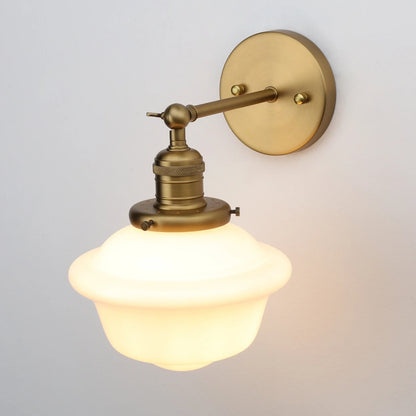 Rustic Vintage Wall Sconce with Milk Glass Shade