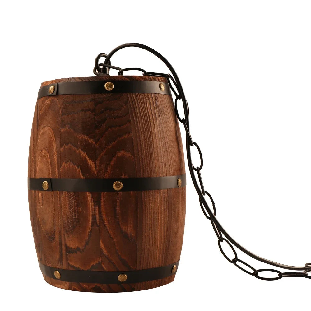 Wine Barrel Wood Pendant Light