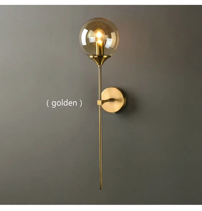 Gold Aura Round Glass Wall Sconce - Nordic Style