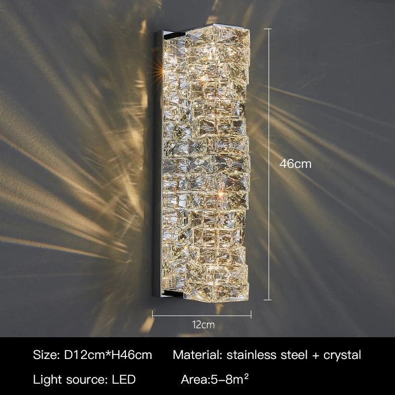 Elegant Crystal LED Wall Sconce for Luxe Interiors