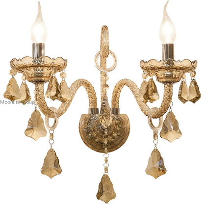 Cognac Elegance Crystal Candle Wall Sconce