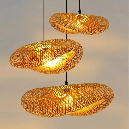 Handmade Rattan Woven Vintage Bamboo Weaving LED Pendant Light