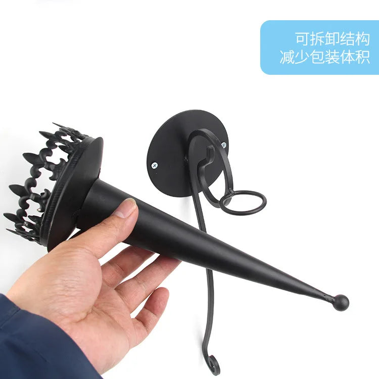 Retro Iron Torch Wall Sconce Candle Holder