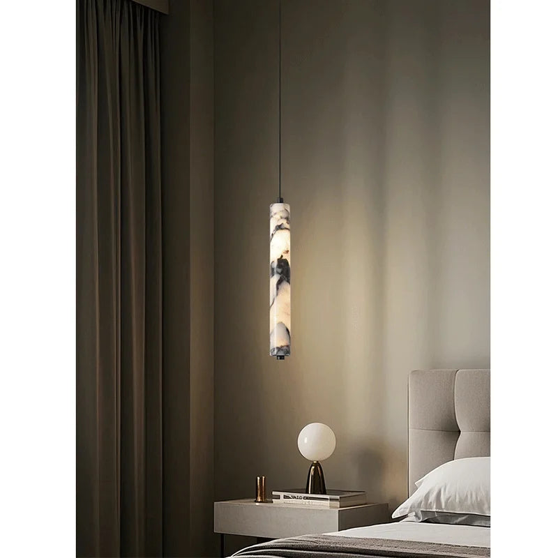 Black Marble Cylinder Pendant