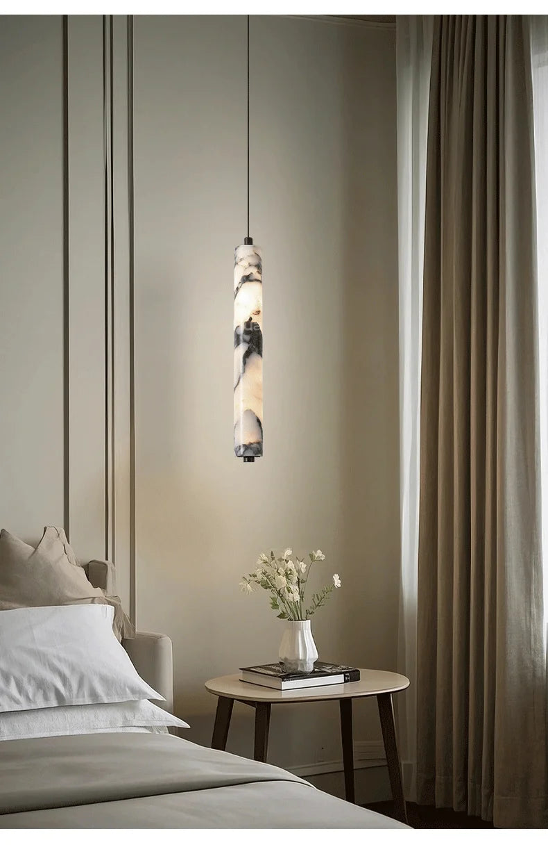 Black Marble Cylinder Pendant