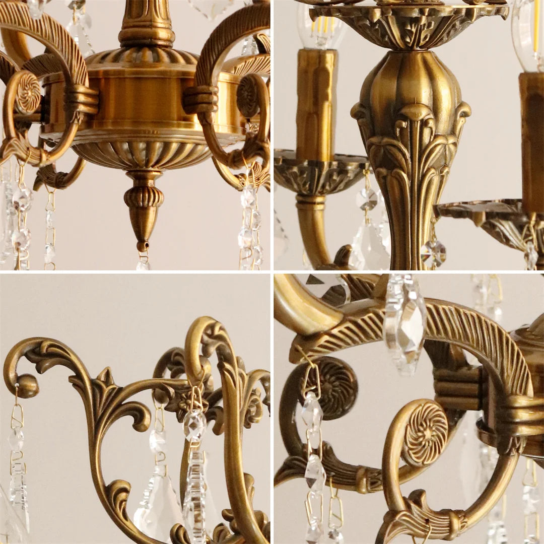 Antique Bronze Crystal Candle Chandelier — 8 or 12 Lights, Bulbs Included