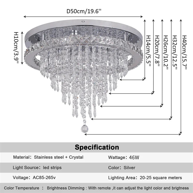 Crystal LED Flush Chandelier