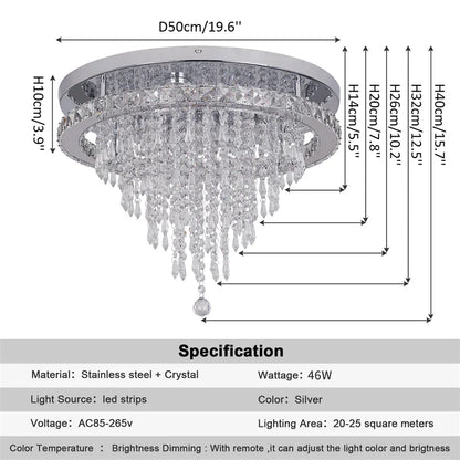 Crystal LED Flush Chandelier