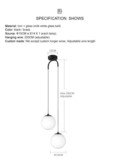Nordic Gold Glass LED Pendant Lights