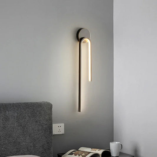 Minimalist Black LED Bedside Wall Sconce