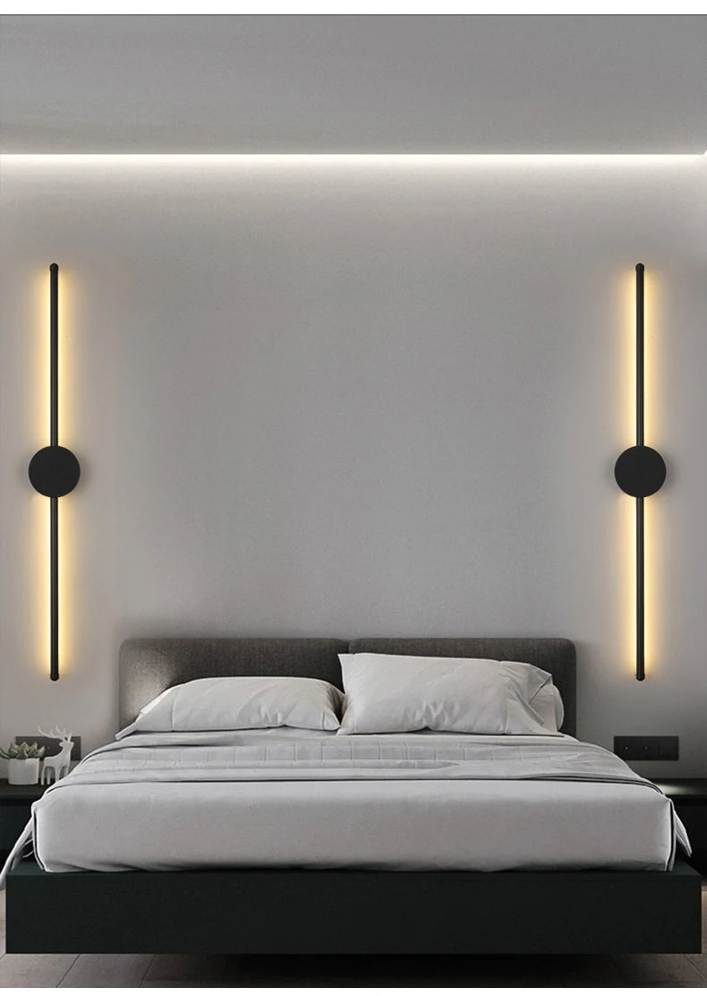Modern Black I-Shaped LED Wall Lamp