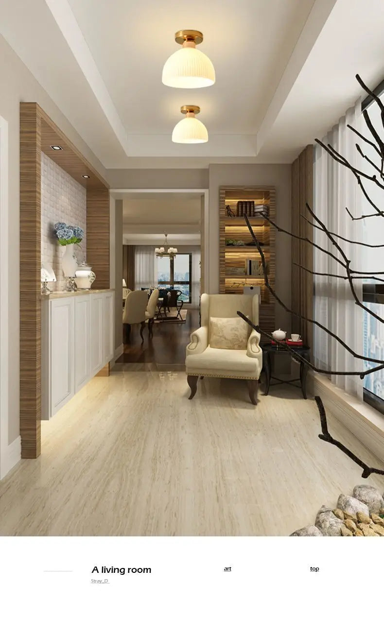 Ceramics Glass LED Corridor Ceiling Lamp