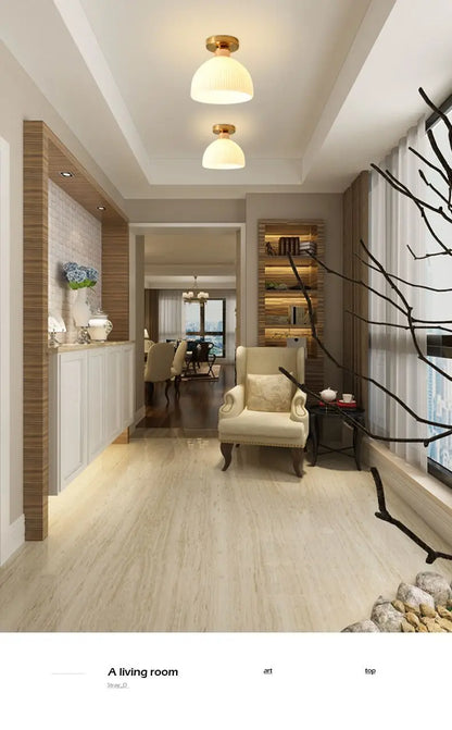 Ceramics Glass LED Corridor Ceiling Lamp