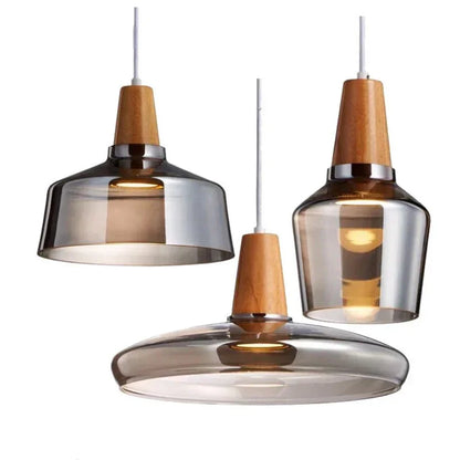 Glass Loft Industrial Wood Pendant Lights