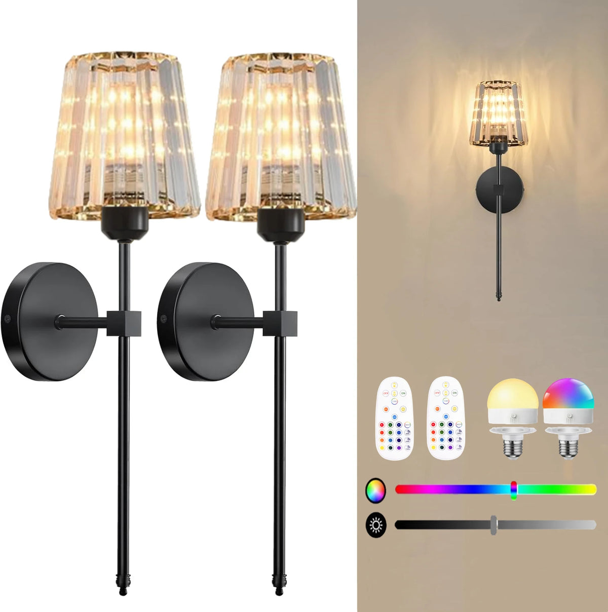 Wireless Crystal Wall Sconce
