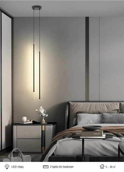 Modern Straight LED Chandelier Hanging Light Fixtures
