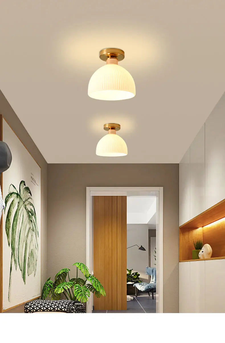 Ceramics Glass LED Corridor Ceiling Lamp
