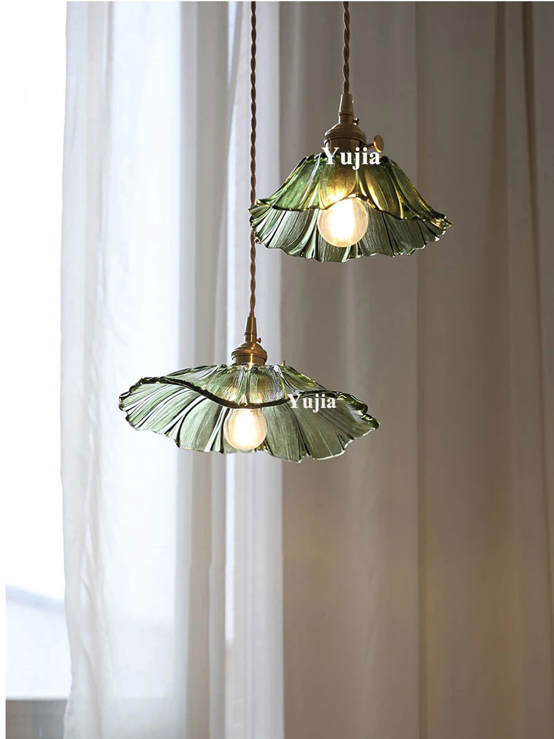 Green Glass Brass Pendant