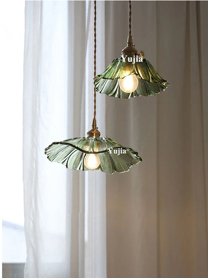 Green Glass Brass Pendant