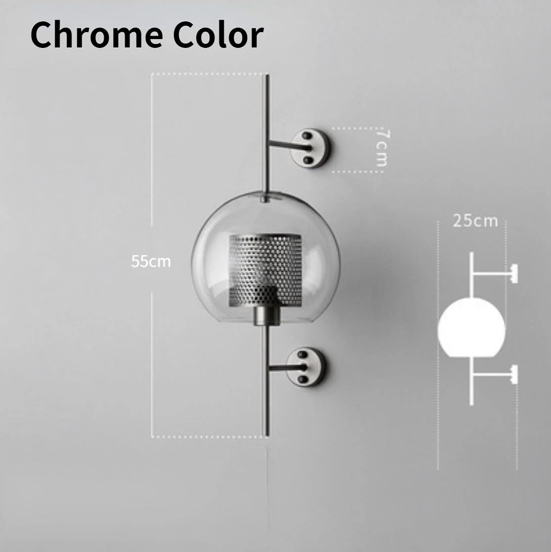 Golden Orb Modern Glass Wall Sconce Light Fixture