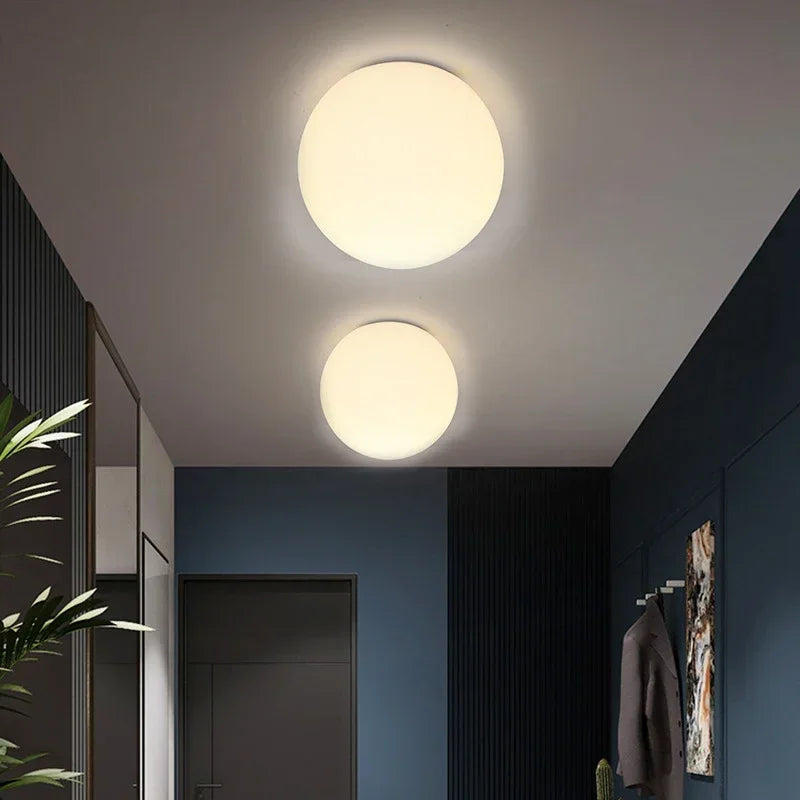 Nordic Glow: Minimalist Round Glass Ceiling Lamp