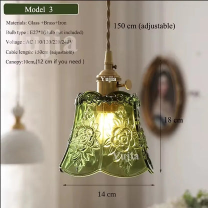 Green Glass Brass Pendant