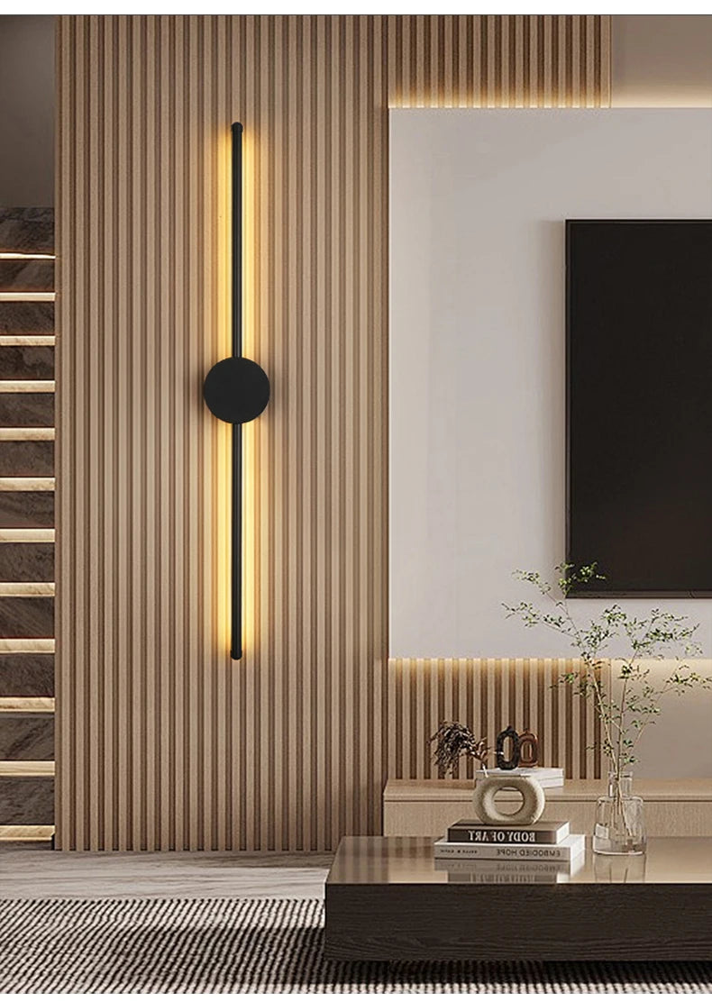 Modern Black I-Shaped LED Wall Lamp