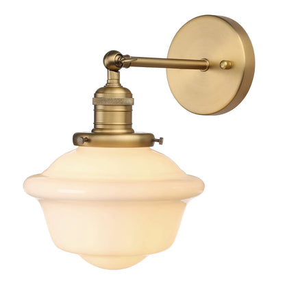 Rustic Vintage Wall Sconce with Milk Glass Shade