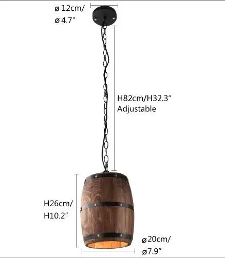 Wine Barrel Wood Pendant Light