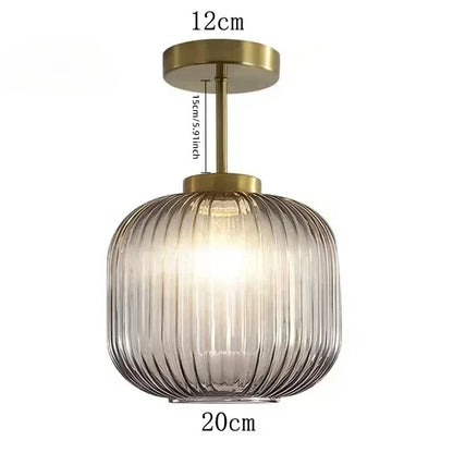 Retro Luxe Striped Lantern Ceiling Light Fixture