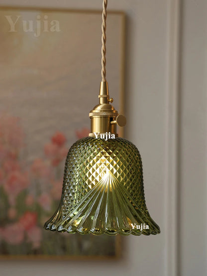 Green Glass Brass Pendant