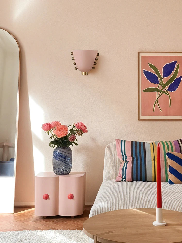 Chic Glass Bloom Wall Sconce - Pink & Green Delight