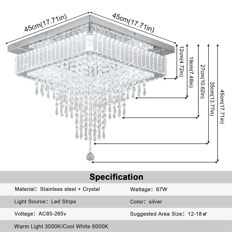 Crystal LED Flush Chandelier