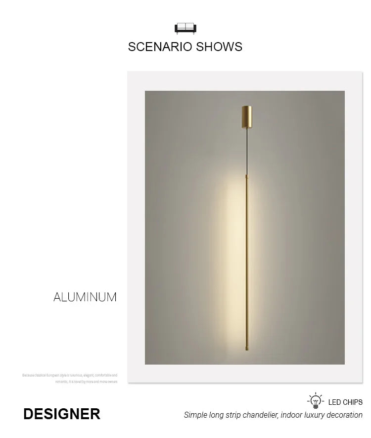Modern Straight LED Chandelier Hanging Light Fixtures