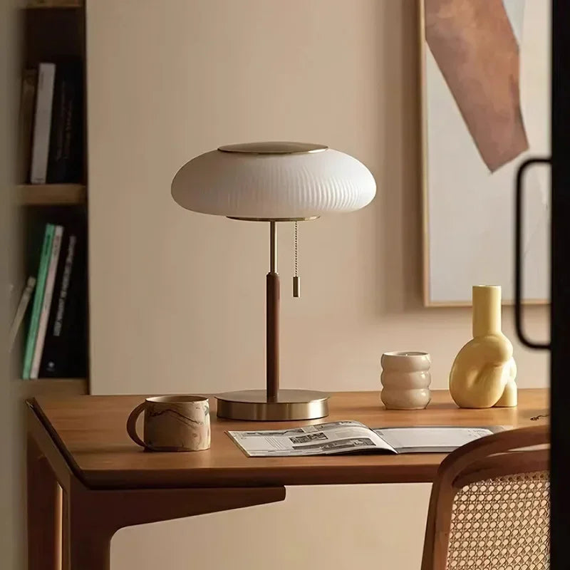 Nordic Glow: Retro White Glass LED Desk Lamp