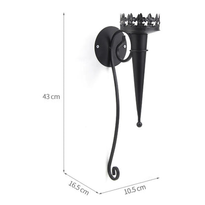 Retro Iron Torch Wall Sconce Candle Holder
