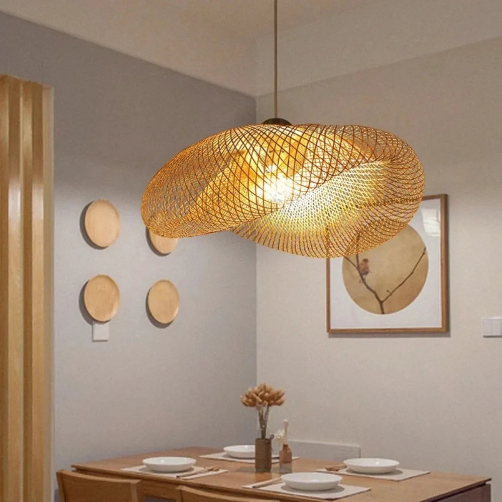 Large Woven Bamboo Pendant