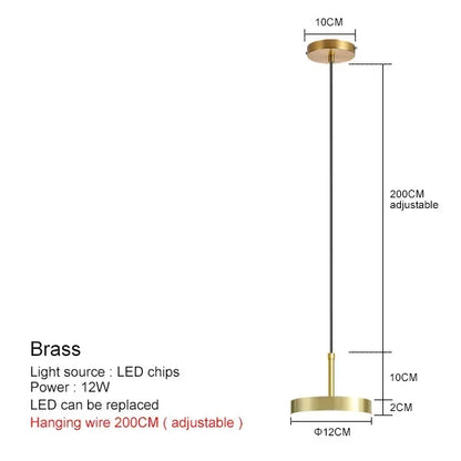 Nordic Brass LED Pendant Lamp - Minimalist Design
