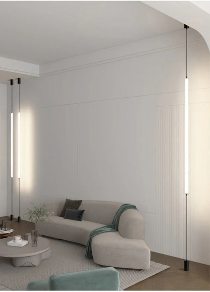 Hanging Floor Lamp Italy Design Black Long Linear Pendant Light