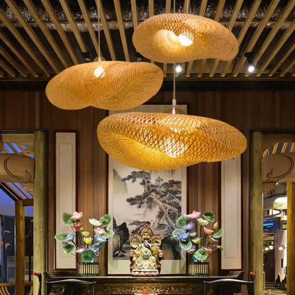 Large Woven Bamboo Pendant