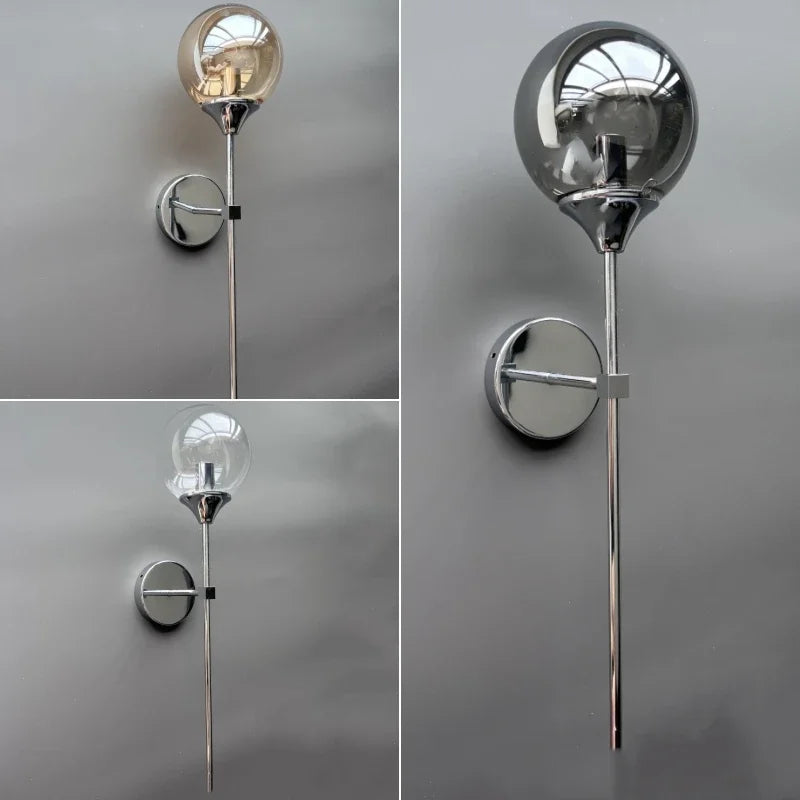 Gold Aura Round Glass Wall Sconce - Nordic Style