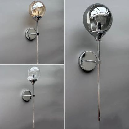 Gold Aura Round Glass Wall Sconce - Nordic Style