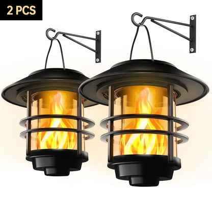 FlickerGlow Solar Wall Lanterns - 2Pack Sconce Lights