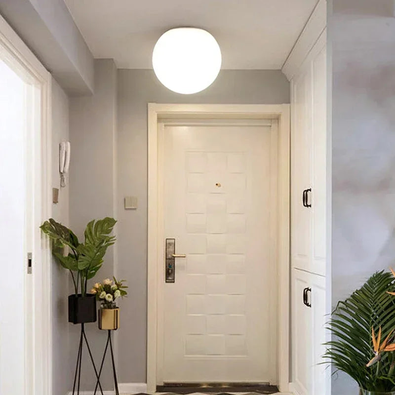 Nordic Glow: Minimalist Round Glass Ceiling Lamp