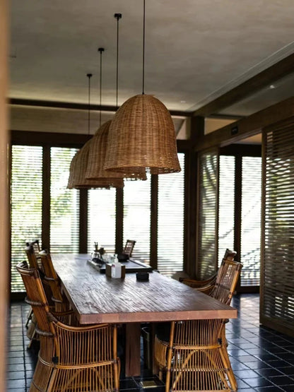 New Rattan Ceiling Chandelier Restaurant Retro Style Bar