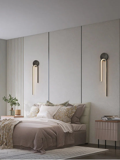 Minimalist Black LED Bedside Wall Sconce