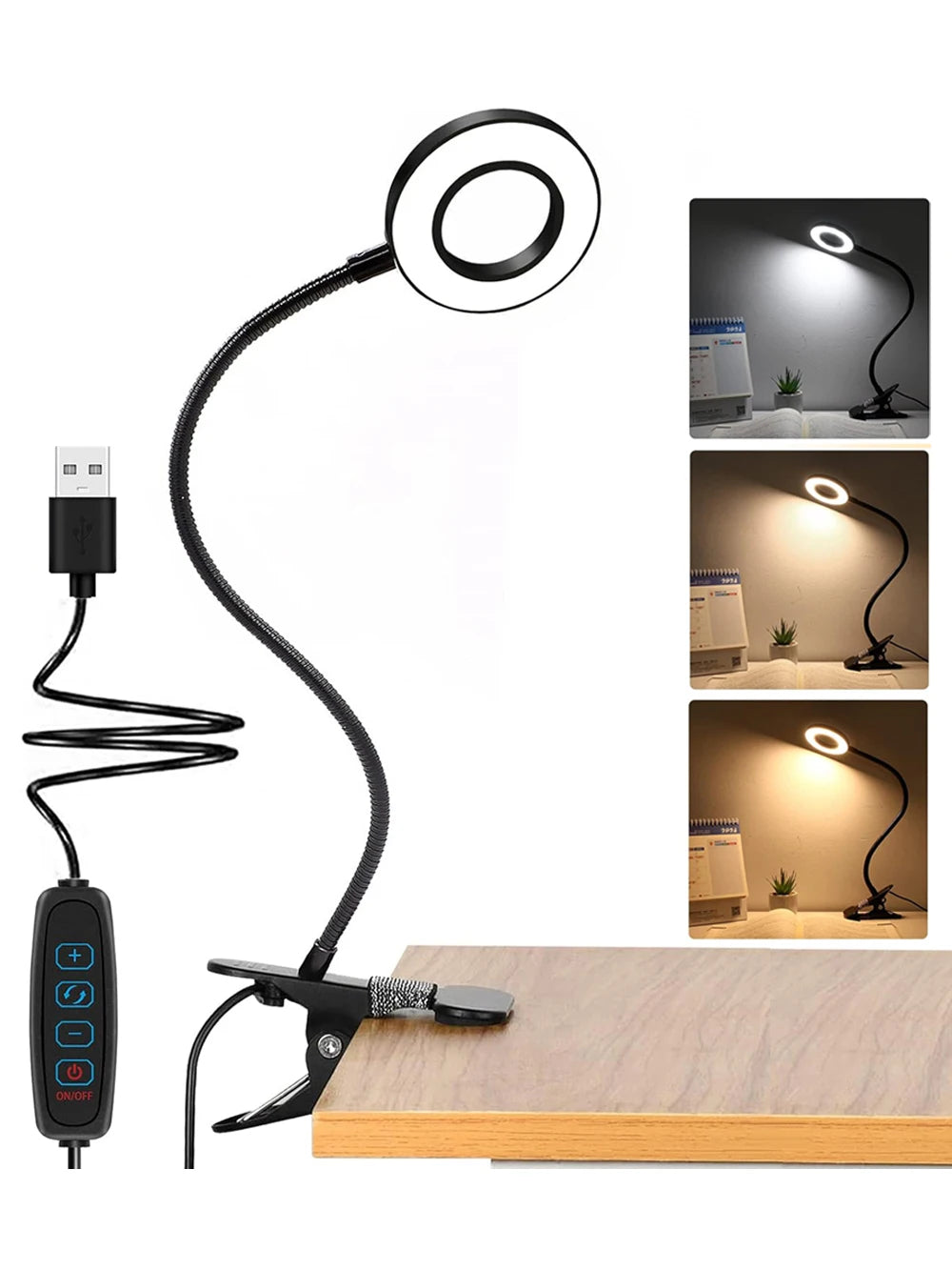 FlexiGlow 360° LED Clip-On Desk Lamp