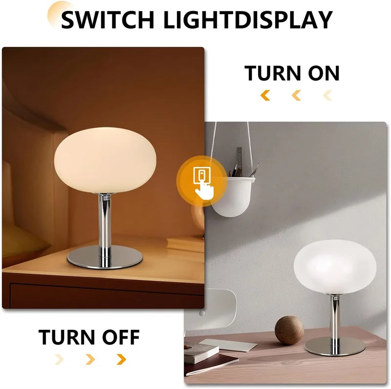 Mushroom Glow: Mid-Century Dimmable Table Lamp